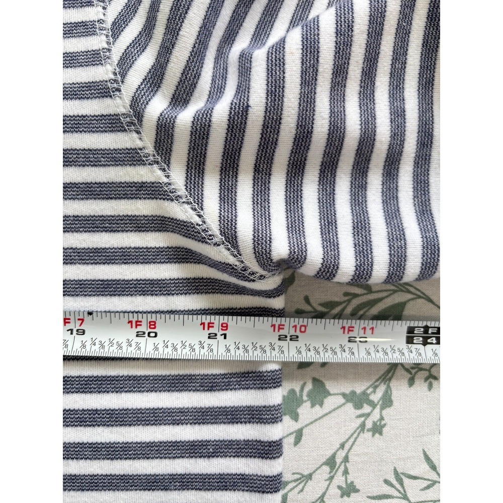Milano Design Group Medium Striped Button Front Top Cotton Blend Blue - Picture 8 of 9